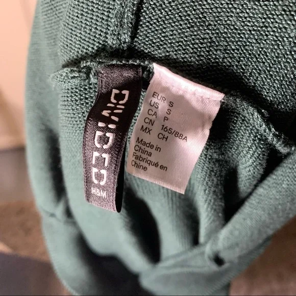 Green Cropped Knit Hoodie Sweater S Long Sleeve Streetwear Chunky Drawcord Shirt - Picture 6 of 8